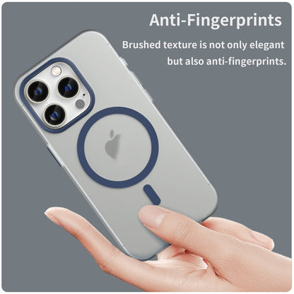 For iPhone 14 Pro MagSafe Frosted Translucent TPU + PC Full Coverage Phone Case(Dark Blue) - iPhone 14 Pro Cases by buy2fix | Online Shopping UK | buy2fix