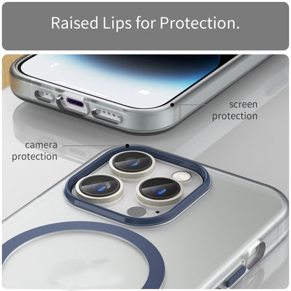 For iPhone 14 Pro MagSafe Frosted Translucent TPU + PC Full Coverage Phone Case(Dark Blue) - iPhone 14 Pro Cases by buy2fix | Online Shopping UK | buy2fix