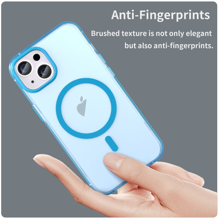 For iPhone 14 MagSafe Frosted Translucent TPU + PC Full Coverage Phone Case(Blue) - iPhone 14 Cases by buy2fix | Online Shopping UK | buy2fix