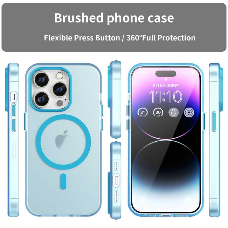 For iPhone 15 Pro MagSafe Frosted Translucent TPU + PC Full Coverage Phone Case(Blue) - iPhone 15 Pro Cases by buy2fix | Online Shopping UK | buy2fix