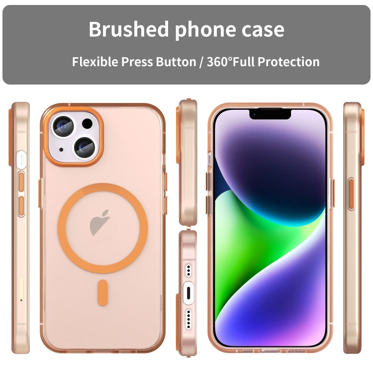 For iPhone 16 MagSafe Frosted Translucent TPU + PC Full Coverage Phone Case(Orange) - iPhone 16 Cases by buy2fix | Online Shopping UK | buy2fix