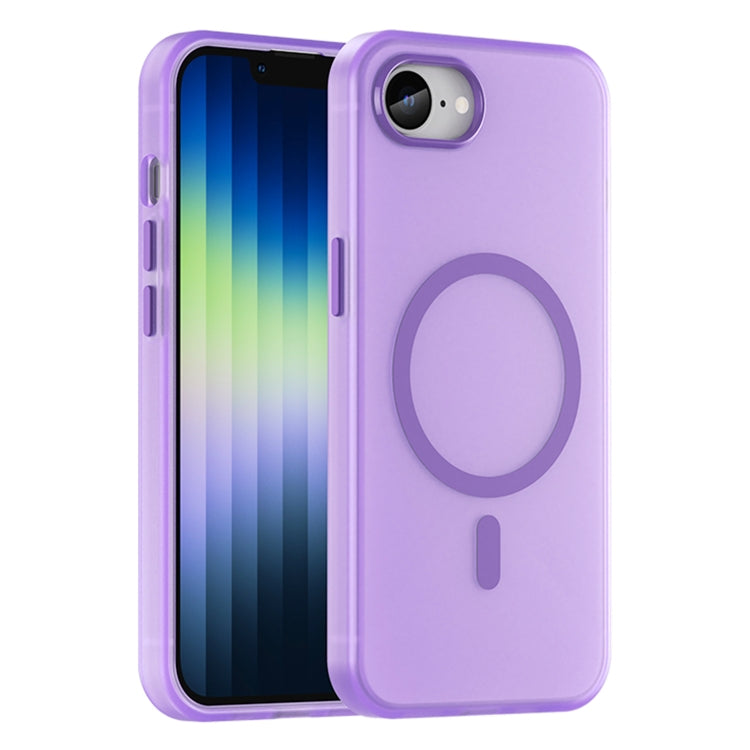 For iPhone SE 2024 MagSafe Frosted Translucent TPU + PC Full Coverage Phone Case(Dark Purple) - More iPhone Cases by buy2fix | Online Shopping UK | buy2fix