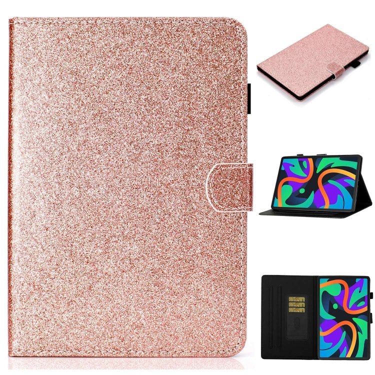 For Lenovo Tab M11/ Xiaoxin Pad 11 2024 Varnish Glitter Powder Smart Leather Tablet Case(Rose Gold) - Lenovo by buy2fix | Online Shopping UK | buy2fix