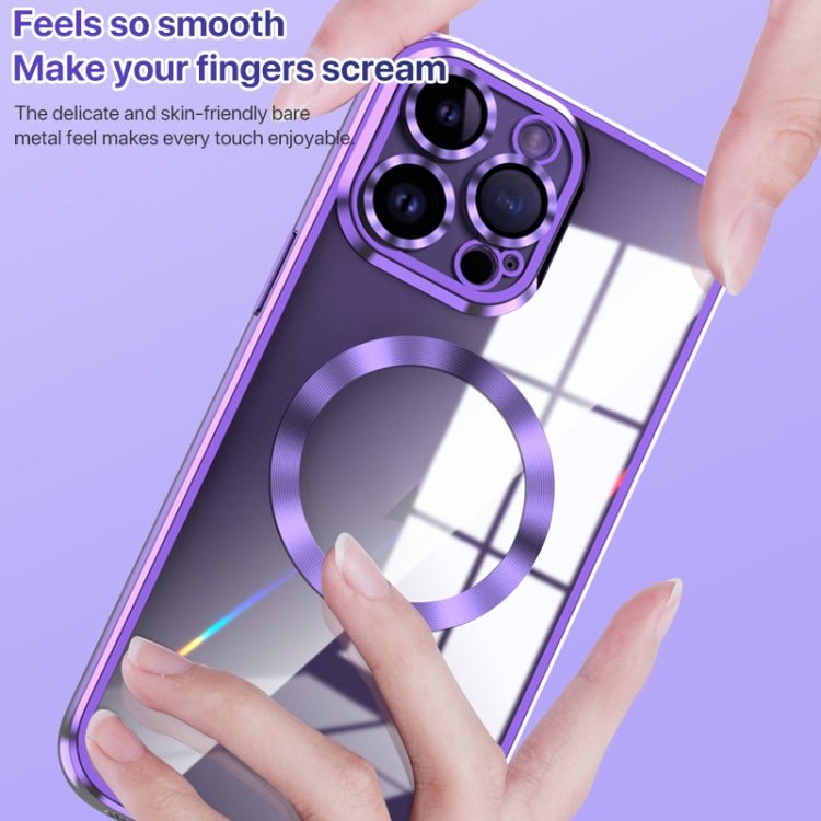 For iPhone 11 MagSafe CD Texture Metal Lens Frame Full Coverage Phone Case(Purple) - iPhone 11 Cases by buy2fix | Online Shopping UK | buy2fix