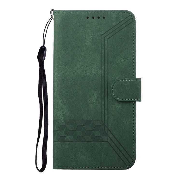 For Google Pixel 9 Pro Cubic Skin Feel Flip Leather Phone Case(Green) - Google Cases by buy2fix | Online Shopping UK | buy2fix