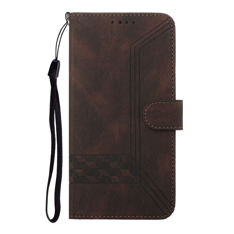 For Google Pixel 9 Cubic Skin Feel Flip Leather Phone Case(Brown) - Google Cases by buy2fix | Online Shopping UK | buy2fix