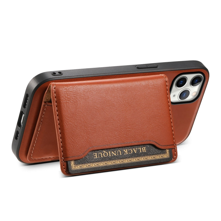 For iPhone 11 Pro Max Denior Cowhide Texture Leather MagSafe Detachable Wallet Phone Case(Brown) - iPhone 11 Pro Max Cases by Denior | Online Shopping UK | buy2fix