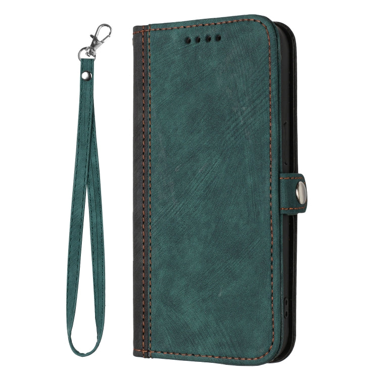 For OnePlus 12 Side Buckle Double Fold Hand Strap Leather Phone Case(Dark Green) - OnePlus Cases by buy2fix | Online Shopping UK | buy2fix