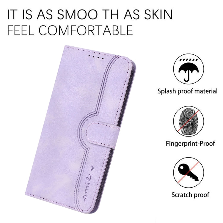 For Google Pixel 9 Heart Pattern Skin Feel Leather Phone Case(Purple) - Google Cases by buy2fix | Online Shopping UK | buy2fix