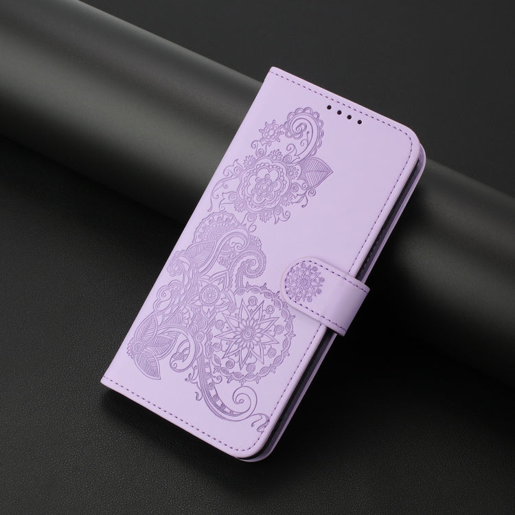 For OnePlus 12 Datura Flower Embossed Flip Leather Phone Case(Purple) - OnePlus Cases by buy2fix | Online Shopping UK | buy2fix