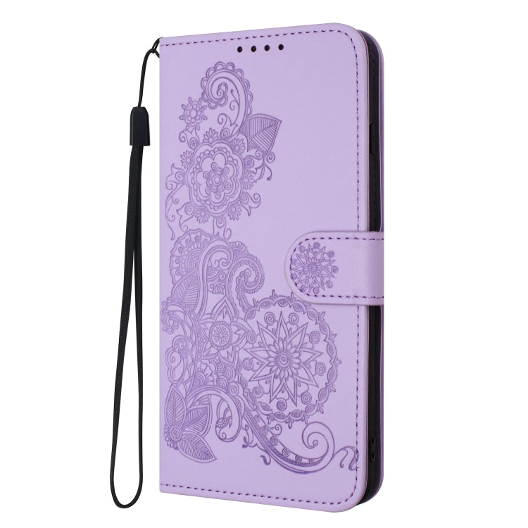 For OnePlus 12 Datura Flower Embossed Flip Leather Phone Case(Purple) - OnePlus Cases by buy2fix | Online Shopping UK | buy2fix