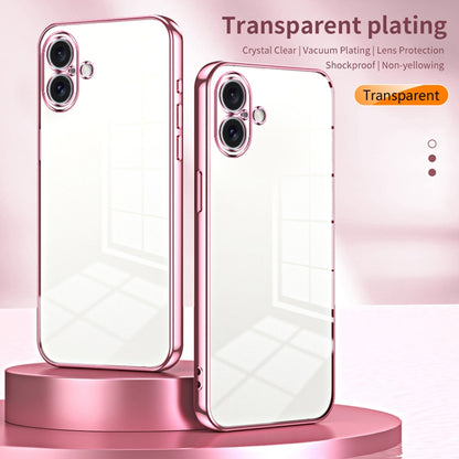 For iPhone 16 Plus Transparent Plating Fine Hole Phone Case(Pink) - iPhone 16 Plus Cases by buy2fix | Online Shopping UK | buy2fix