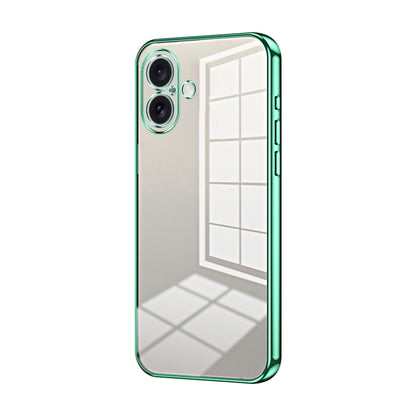 For iPhone 16 Transparent Plating Fine Hole Phone Case(Green) - iPhone 16 Cases by buy2fix | Online Shopping UK | buy2fix