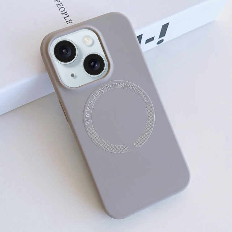 For iPhone 15 MagSafe Magnetic Liquid Silicone Phone Case(Grey) - iPhone 15 Cases by buy2fix | Online Shopping UK | buy2fix