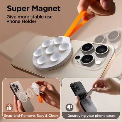 JOYROOM JR-ZS393 Suction Cup Magnetic Phone Holder(White Orange) - Hand-Sticking Bracket by JOYROOM | Online Shopping UK | buy2fix