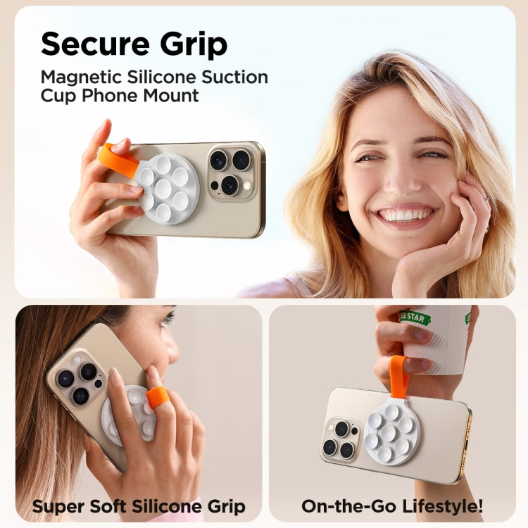 JOYROOM JR-ZS393 Suction Cup Magnetic Phone Holder(White Orange) - Hand-Sticking Bracket by JOYROOM | Online Shopping UK | buy2fix