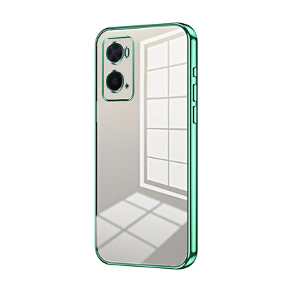 For OPPO A36 / A76 / A96 4G Global Transparent Plating Fine Hole Phone Case(Green) - OPPO Cases by buy2fix | Online Shopping UK | buy2fix