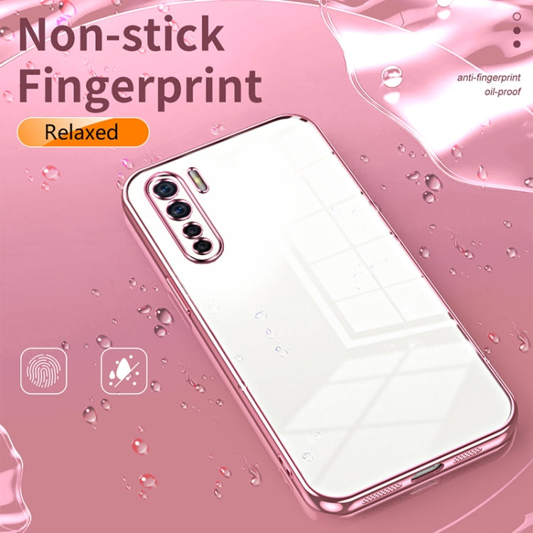 For OPPO Reno3 4G / F15 / A91 Transparent Plating Fine Hole Phone Case(Gold) - OPPO Cases by buy2fix | Online Shopping UK | buy2fix