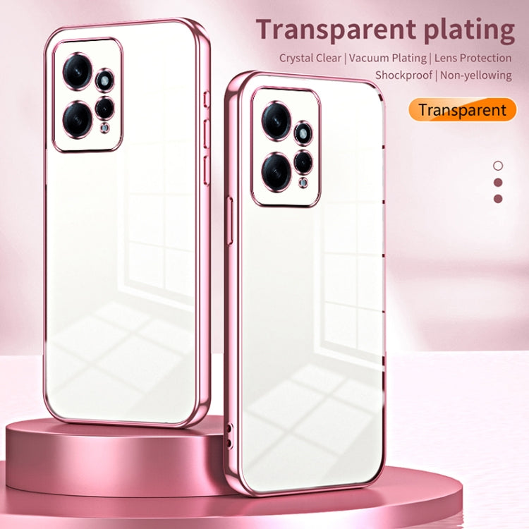 For Xiaomi Redmi Note 12 4G Transparent Plating Fine Hole Phone Case(Pink) - Xiaomi Cases by buy2fix | Online Shopping UK | buy2fix