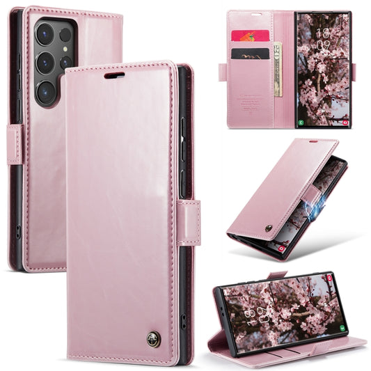 For Samsung Galaxy S24 Ultra 5G CaseMe 003 Crazy Horse Texture Flip Leather Phone Case(Pink) - Galaxy S24 Ultra 5G Cases by CaseMe | Online Shopping UK | buy2fix