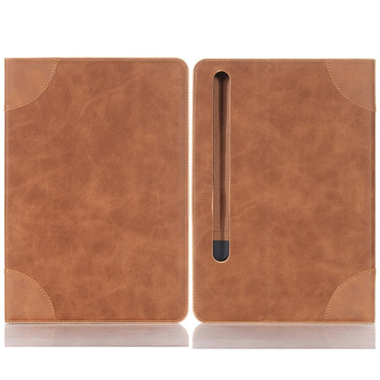 For Samsung Galaxy Tab S9 Retro Book Leather Tablet Case(Light Brown) - Galaxy Tab S9 Cases by buy2fix | Online Shopping UK | buy2fix