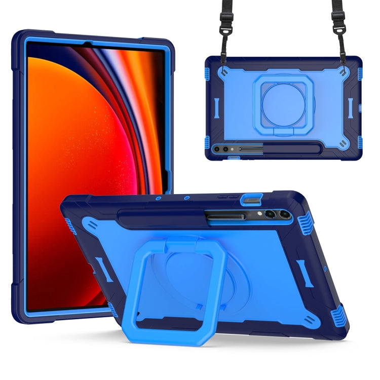 For Samsung Galaxy Tab S9 FE+ / S9+ Handle Robot Silicone Hybrid PC Tablet Case(Navy Blue Blue) - Galaxy Tab S9+ Cases by buy2fix | Online Shopping UK | buy2fix