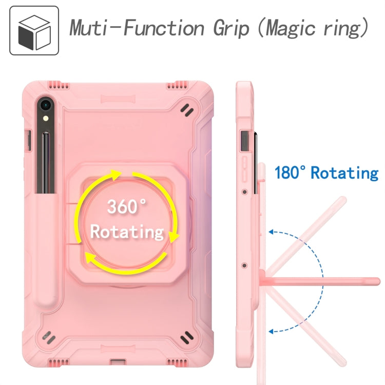 For Samsung Galaxy Tab S9 FE / S9 Handle Robot Silicone Hybrid PC Tablet Case(Rose Gold) - Galaxy Tab S9 Cases by buy2fix | Online Shopping UK | buy2fix