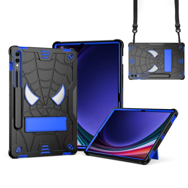 For Samsung Galaxy Tab S9 FE+ / S9+ Fold-Holder Spider Silicone Hybrid PC Tablet Case(Back Blue) - Galaxy Tab S9+ Cases by buy2fix | Online Shopping UK | buy2fix