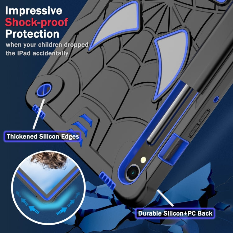 For Samsung Galaxy Tab S9 FE / S9 Fold-Holder Spider Silicone Hybrid PC Tablet Case(Back Blue) - Galaxy Tab S9 Cases by buy2fix | Online Shopping UK | buy2fix