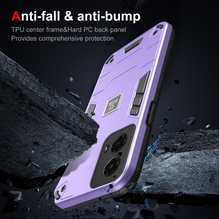 For Motorola Moto G 2024 5G 2 in 1 Shockproof Phone Case(Purple) - Motorola Cases by buy2fix | Online Shopping UK | buy2fix