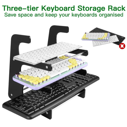 Acrylic Keyboard Storage Bracket Three Layer Keyboard Display Stand(Black) - Shelf & Hooks by buy2fix | Online Shopping UK | buy2fix