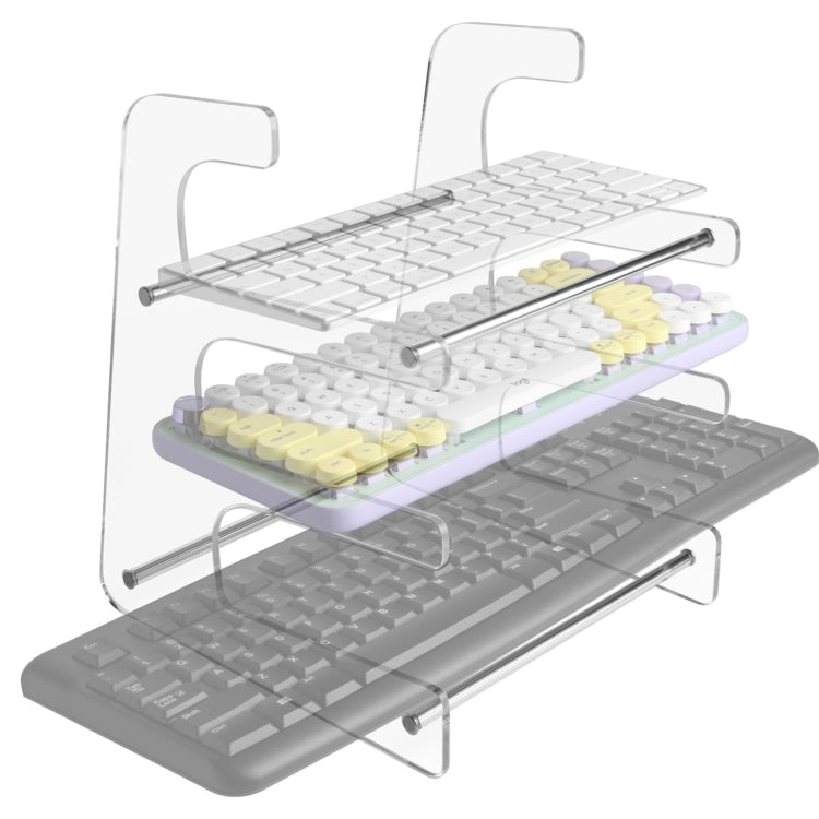 Acrylic Keyboard Storage Bracket Three Layer Keyboard Display Stand(White) - Shelf & Hooks by buy2fix | Online Shopping UK | buy2fix