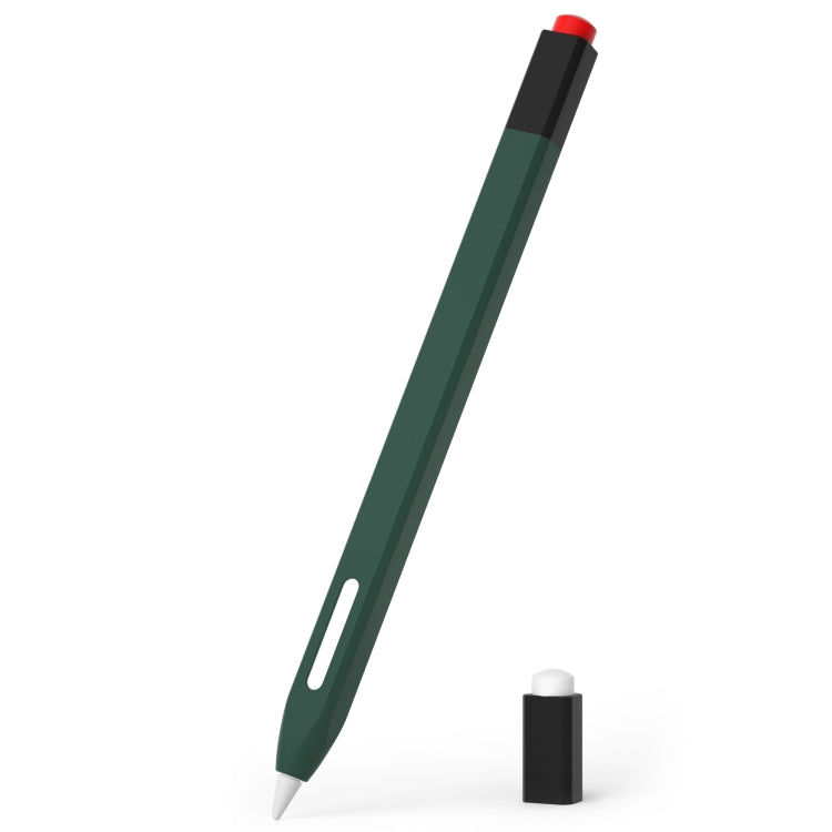 For Apple Pencil 2 Retro Pencil Style Stylus Pen Protective Case(Dark Green) - Pencil Accessories by buy2fix | Online Shopping UK | buy2fix