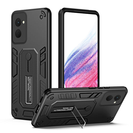 For Motorola Moto G Power 2024 Variety Brave Armor Finger Loop Holder Phone Case(Black) - Motorola Cases by buy2fix | Online Shopping UK | buy2fix