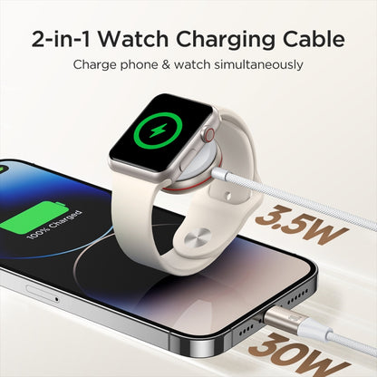 JOYROOM S-IW012 2 in 1 USB to 8 Pin + Magnetic Watch Wireless Charging Data Cable, Cable Length: 1.5m(White) - Multifunction Cable by JOYROOM | Online Shopping UK | buy2fix