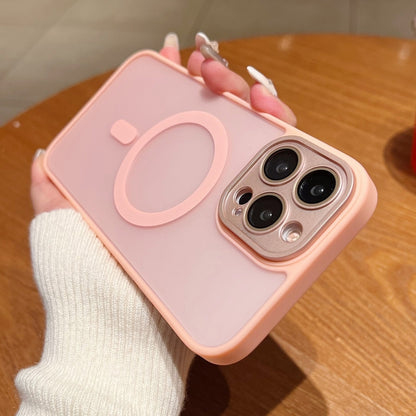 For iPhone 12 MagSafe Skin Feel Phone Case with Lens Film(Pink) - iPhone 12 / 12 Pro Cases by buy2fix | Online Shopping UK | buy2fix