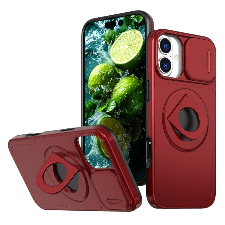 For iPhone 16 Plus Camshield MagSafe Ring Holder Armor Phone Case(Red) - iPhone 16 Plus Cases by buy2fix | Online Shopping UK | buy2fix