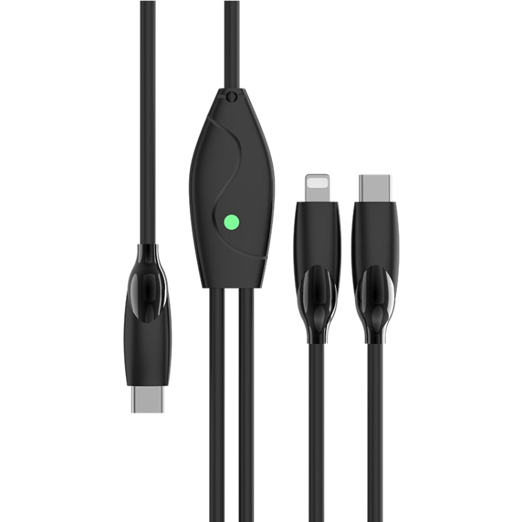 1.2m 100W USB-C / Type-C to USB-C / Type-C + 8 Pin Fast Charging Data Cable(Black) - 2 in 1 Cable by buy2fix | Online Shopping UK | buy2fix