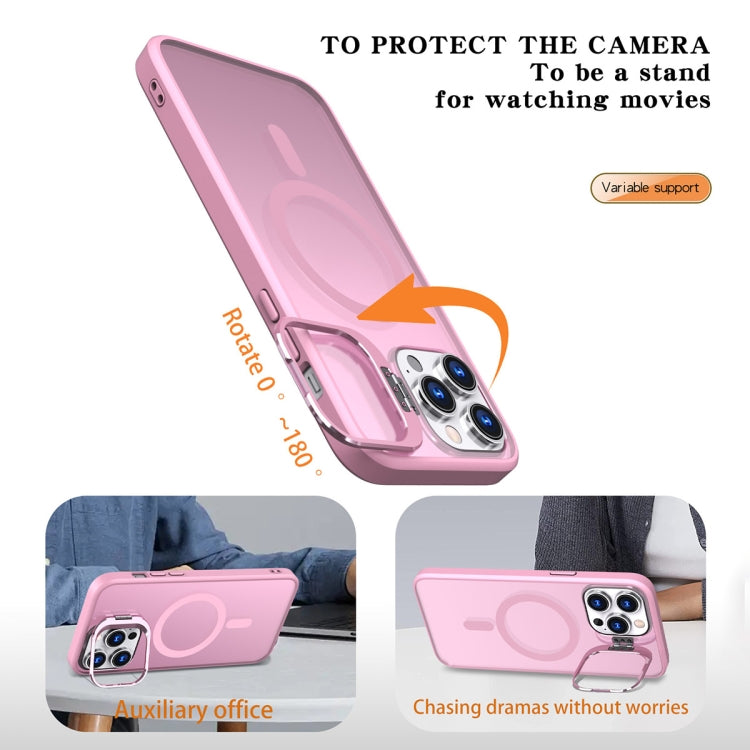 For iPhone 15 Pro Metal Invisible Camera Holder MagSafe Magnetic Phone Case(Pink) - iPhone 15 Pro Cases by buy2fix | Online Shopping UK | buy2fix