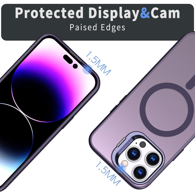 For iPhone 12 Pro Metal Invisible Camera Holder MagSafe Magnetic Phone Case(Purple) - iPhone 12 / 12 Pro Cases by buy2fix | Online Shopping UK | buy2fix