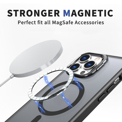 For iPhone 11 Pro Metal Invisible Camera Holder MagSafe Magnetic Phone Case(Black) - iPhone 11 Pro Cases by buy2fix | Online Shopping UK | buy2fix