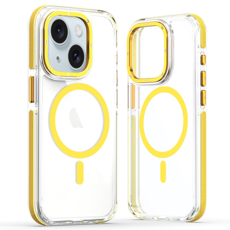 For iPhone 14 Dual-Color Clear Acrylic Hybrid TPU MagSafe Phone Case(Yellow) - iPhone 14 Cases by buy2fix | Online Shopping UK | buy2fix