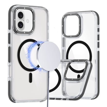 For iPhone 16 Plus Dual-Color Clear Acrylic Hybrid TPU MagSafe Phone Case(Black) - iPhone 16 Plus Cases by buy2fix | Online Shopping UK | buy2fix