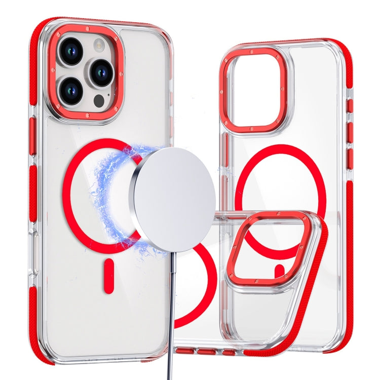 For iPhone 16 Pro Dual-Color Clear Acrylic Hybrid TPU MagSafe Phone Case(Red) - iPhone 16 Pro Cases by buy2fix | Online Shopping UK | buy2fix