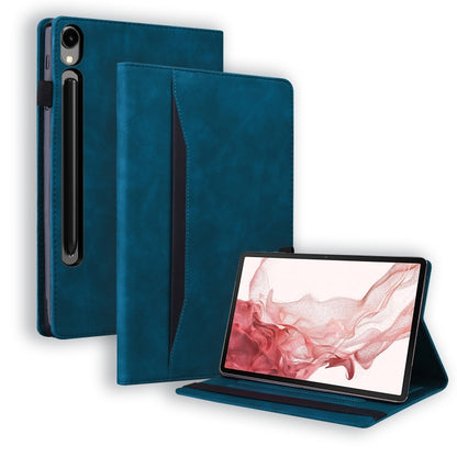 For Samsung Galaxy Tab S9 / S8 / S7 Splicing Shockproof Smart Leather Tablet Case(Blue) - Galaxy Tab S9 Cases by buy2fix | Online Shopping UK | buy2fix