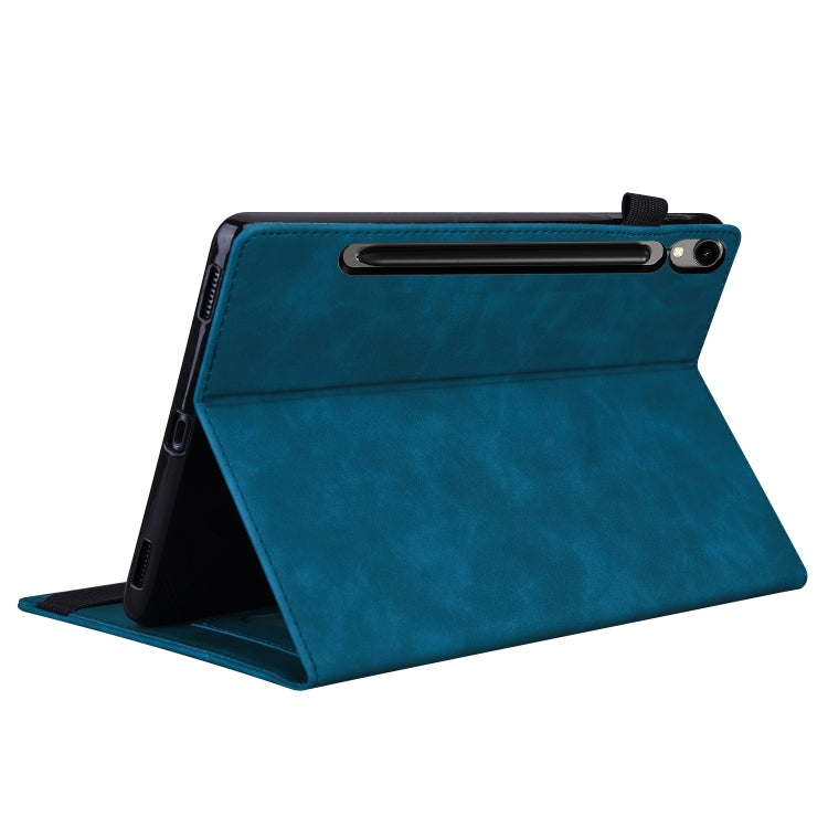 For Samsung Galaxy Tab S9 / S8 / S7 Splicing Shockproof Smart Leather Tablet Case(Blue) - Galaxy Tab S9 Cases by buy2fix | Online Shopping UK | buy2fix