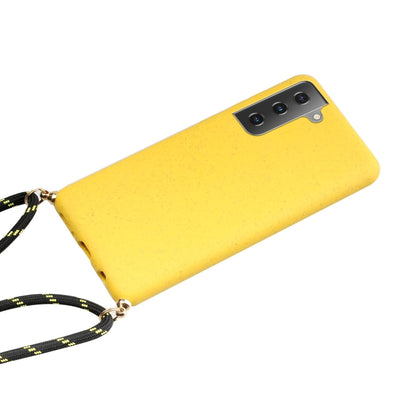 For Samsung Galaxy A55 5G Wheat Straw Material + TPU Phone Case with Lanyard(Yellow) - Galaxy Phone Cases by buy2fix | Online Shopping UK | buy2fix