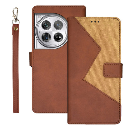 For OnePlus 12 idewei Two-color Splicing Leather Phone Case(Brown) - OnePlus Cases by idewei | Online Shopping UK | buy2fix