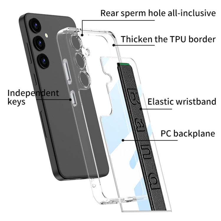 For Samsung Galaxy S24+ 5G GKK Space Frame Transparent PC + TPU Phone Case with Wrist Strap(Black) - Galaxy S24+ 5G Cases by GKK | Online Shopping UK | buy2fix