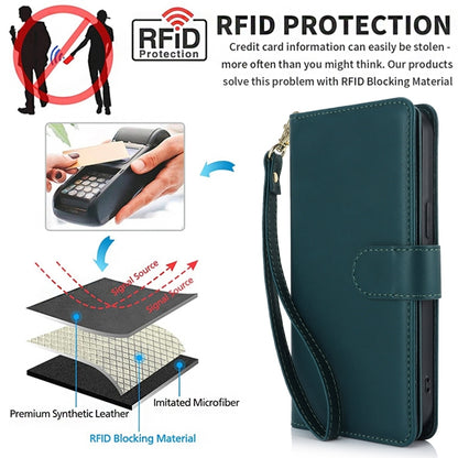 For iPhone 16 Pro Multi-Card Wallet RFID Leather Phone Case(Green) - iPhone 16 Pro Cases by buy2fix | Online Shopping UK | buy2fix